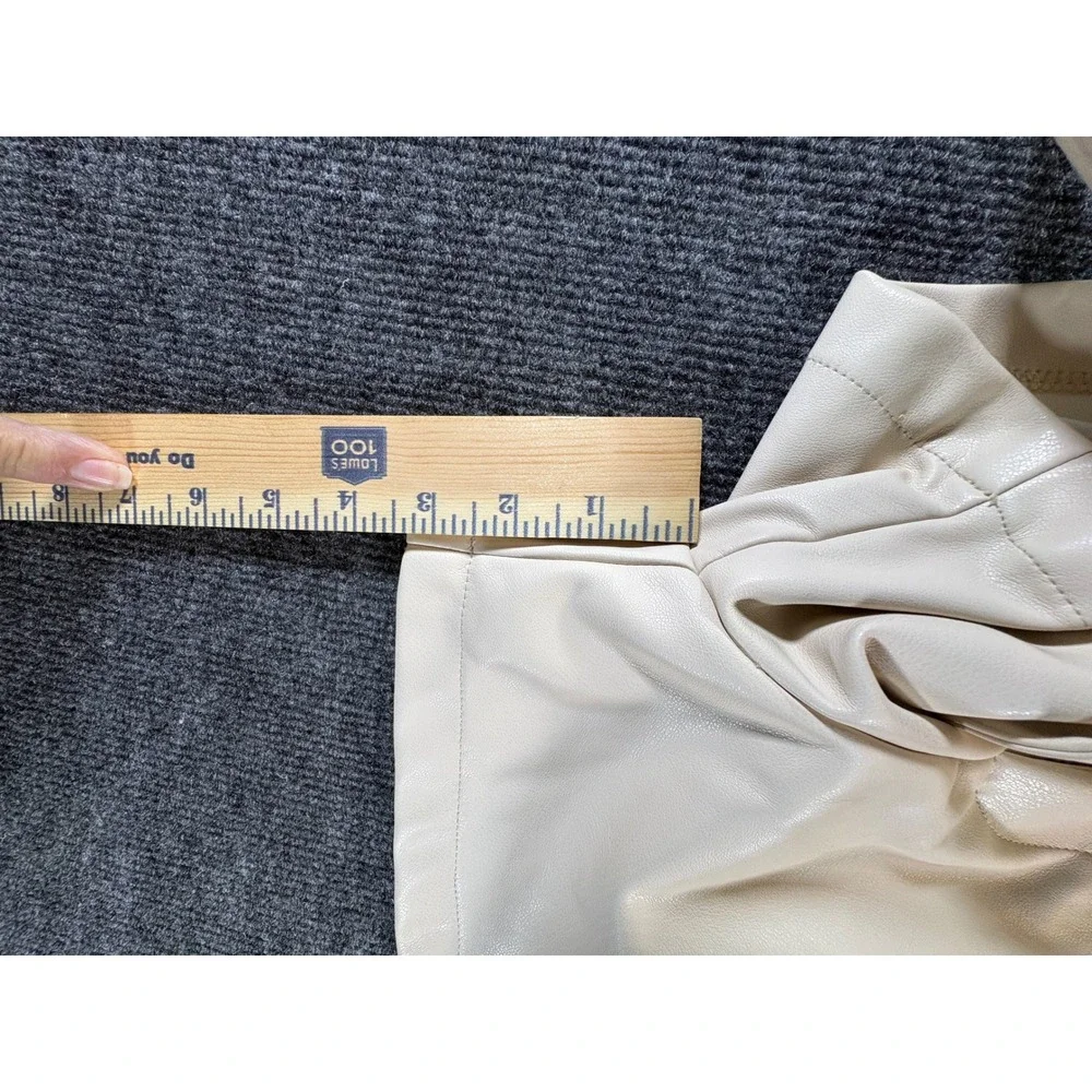THML Faux Leather High Waisted Pleated Tie Belt Shorts Cream JH1454-1-CR Mens M